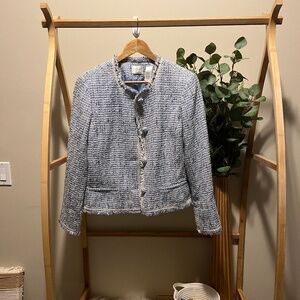 Emma James Blue Tweed Crop Blazer